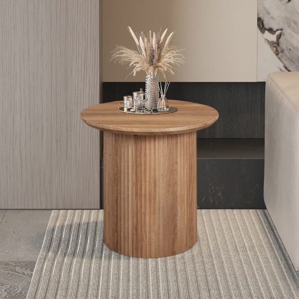 TABLE BASSE 'LAGOS' 50 CM RONDE DÉCOR CHÊNE VIEILLI