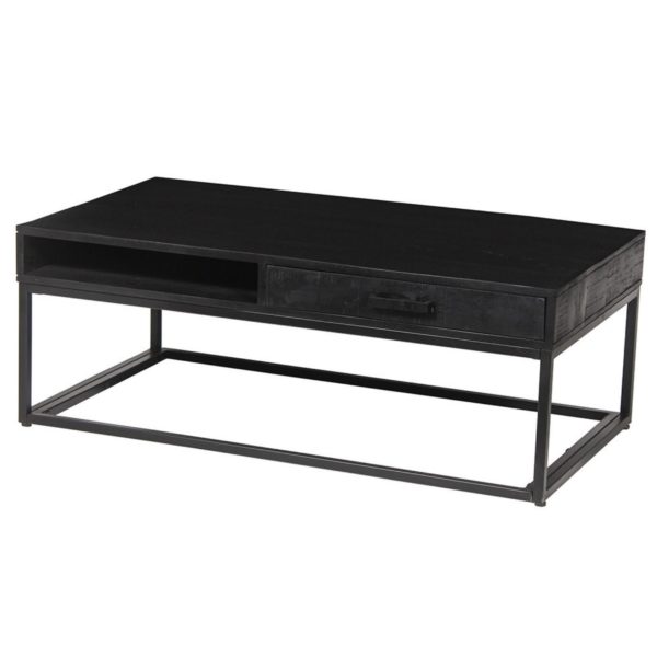 TABLE BASSE 'MADEIRA' AVEC TIROIR BOIS DE MANGUIER NOIR – Image 3