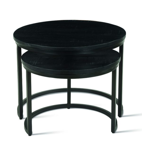 TABLE BASSE 'GOJA' SET DE 2 BOIS DE MANGUIER NOIR – Image 3