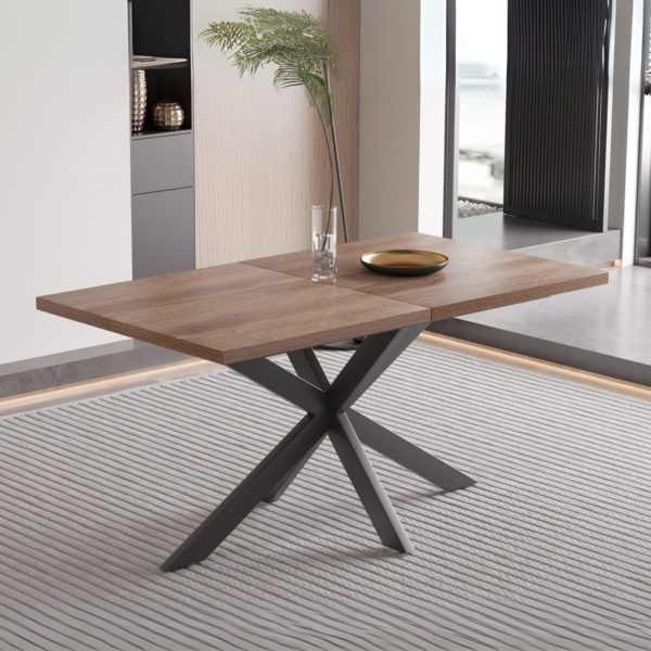 TABLE EXTENSIBLE 'KOS' 160-200 CM DÉCOR BRUN FONCÉ