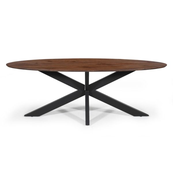 TABLE 'TOMMY' 220X100 CM OVALE SPIDER-PIED BOIS DE MANGUIER BRUN – Image 2