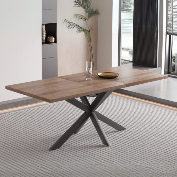 TABLE EXTENSIBLE 'KOS' 160-200 CM DÉCOR BRUN FONCÉ – Image 2