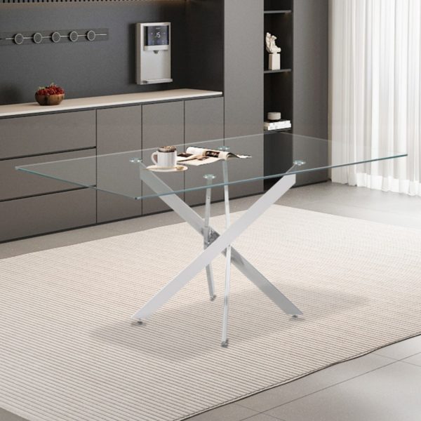 TABLE 'LASI' 160 CM VERRE, PIEDS CHROMÉS – Image 2