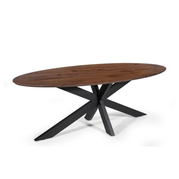 TABLE 'TOMMY' 220X100 CM OVALE SPIDER-PIED BOIS DE MANGUIER BRUN – Image 3