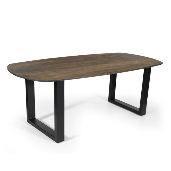 TABLE 'TOMMY' 220X100 CM OVALE DANOISE U-PIED BOIS DE MANGUIER TABACO – Image 3