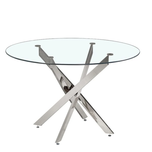 TABLE 'LASI' 120 CM RONDE VERRE, PIEDS CHROMÉS – Image 3