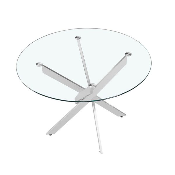 TABLE 'LASI' 120 CM RONDE VERRE, PIEDS CHROMÉS – Image 4