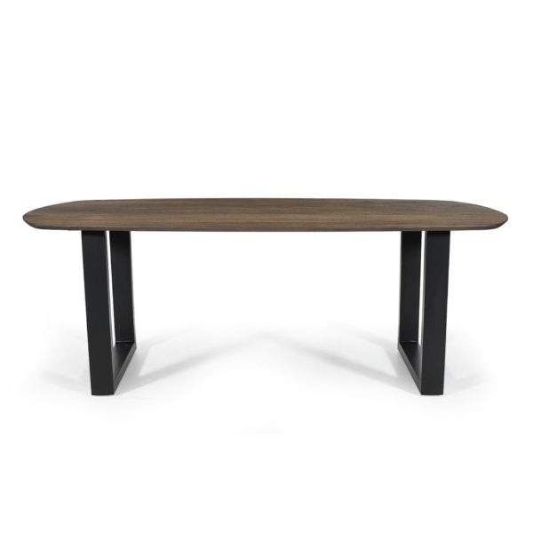 TABLE 'TOMMY' 220X100 CM OVALE DANOISE U-PIED BOIS DE MANGUIER TABACO – Image 4